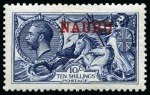Stamp of Nauru 1916-23 Waterlow 10s indigo-blue, mint, showing DOUBLE OVERPRINT, ONE ALBINO variety