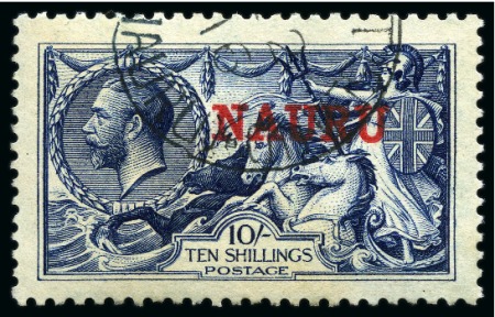 Stamp of Nauru 1916-23 Waterlow 10s indigo-blue, used cancelled by