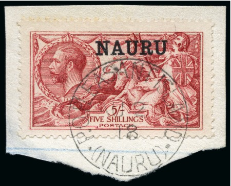 Stamp of Nauru 1916-23 De La Rue 5s bright carmine, two mint single