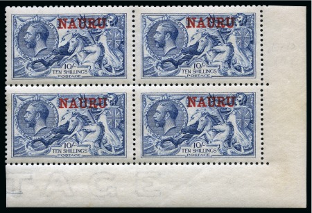 Stamp of Nauru 1916-23 De La Rue 10s pale blue (shade), mint nh bottom