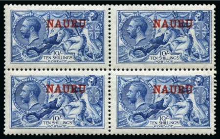 Stamp of Nauru 1916-23 De La Rue 10s pale blue (shade), mint block