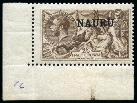 Stamp of Nauru 1916-23 Bradbury 2s6d chocolate-brown, mint nh, bottom left corner sheet marginal single