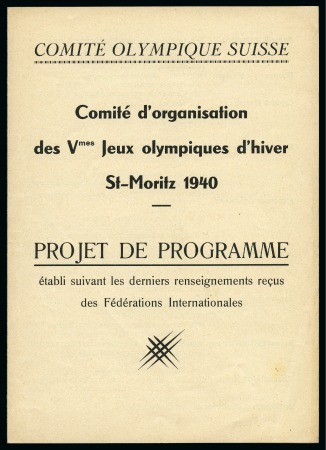 Stamp of Olympics » 1940 St. Moritz (Cancelled) 1940 St. Moritz, two documents from the Swiss Olympic Committee