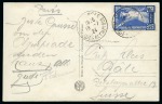 Stamp of Olympics » 1924 Paris » Covers and Cancellations DURING THE GAMES: 1924 (Jul 19) Picture postcard with Olympics 50c tied by "COLOMBES / VILLAGE-OLYMPIQUE" cd