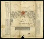 Stamp of Great Britain » 1840 Mulreadys & Caricatures 1840 (Nov 24) 1d Mulready wrapper, stereo A30, with Edinburgh Envelope Advertiser inside