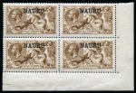 Stamp of Nauru 1916-23 De La Rue 2s6d yellow brown, mint nh lower right corner marginal block of four