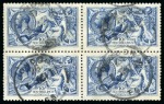 Stamp of Great Britain » King George V » 1913-19 Seahorse Issues 1915 De La Rue 10s blue, used block of four