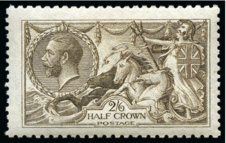 Stamp of Great Britain » King George V » 1913-19 Seahorse Issues 1915 De La Rue 2s6d assembly showing the different shades from the different printers