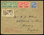 Stamp of Nauru 1916-23 De La Rue 2s6d brown, tied to 1916 (Oct 7) envelope sent registered to England