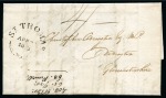 Stamp of Danish West Indies 1812 (Apr 18) Entire from Antigua to England, rated "4/-" and sent via DWI with a great strike of the ST. THOMAS fleuron ds
