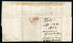Stamp of Danish West Indies 1812 (Apr 18) Entire from Antigua to England, rated "4/-" and sent via DWI with a great strike of the ST. THOMAS fleuron ds
