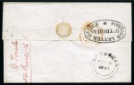 Stamp of Danish West Indies 1851 (Aug 16) Wrapper from Dominican Republic to England sent via DWI with oval "FOREIGN LETTER OFFICE / ST. THOMAS" hs 