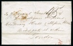 Stamp of Danish West Indies 1851 (Aug 16) Wrapper from Dominican Republic to England sent via DWI with oval "FOREIGN LETTER OFFICE / ST. THOMAS" hs 