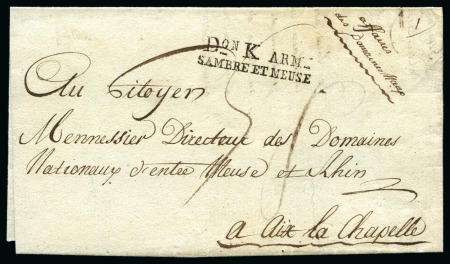 Stamp of Belgium » Belgique. Histoire Postale 1795 Trois plis portant la marque DON F. ARM / SAMBRE ET MEUSE