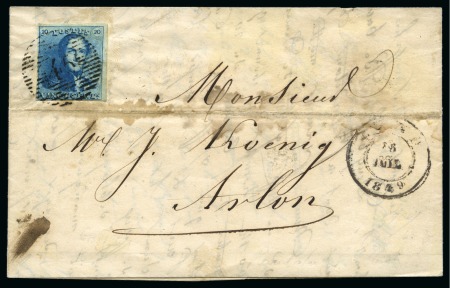 Stamp of Belgium » Belgique. 1849 Epaulettes - Émission 20c Bleu, bien à très bien margé, oblitération de la perception 45 de Gand sur lettre