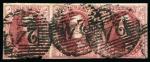 Stamp of Belgium » Belgique. 1849 Médaillons (filigrane encadré) - Émission 40c Carmin en bande de trois, oblitération de la perception 24 de Bruxelles