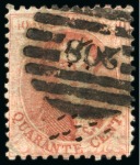 Stamp of Belgium » Belgique. 1863 Médaillons dentelés 12 1/2 : 13 1/2 40c Carmin-rose, oblitération à 8 barres de la perception 208 de St-Josse-ten-Noode