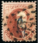 Stamp of Belgium » Belgique. 1863 Médaillons dentelés 12 1/2 : 13 1/2 GUILLOCHIN: 10c, 20c et 40c, tous avec surcharge Guillochin et oblitérés