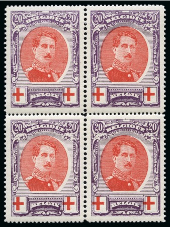 Stamp of Belgium » General issues from 1894 onwards 1915 Croix-Rouge, ensemble exceptionnel sur quatre plaquettes dont diverses épreuves, variétés...