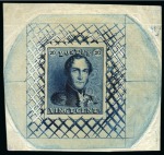 Stamp of Belgium » Belgique. 1849 Epaulettes - Réimpressions Réimpression de 1882 du coin du 20 centimes en bleu verdâtre sur feuillet avec guillochis
