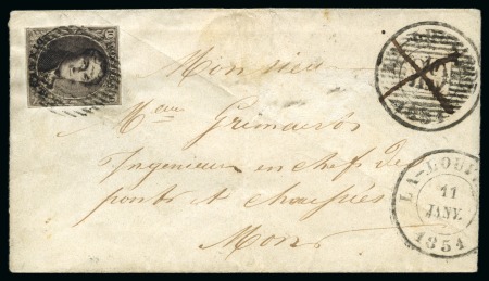 Stamp of Belgium » Belgique. 1849 Médaillons (filigrane encadré) - Émission 10c Brun, bien à très bien margé, oblitération de la perception 68 sur lettre de la Louvière