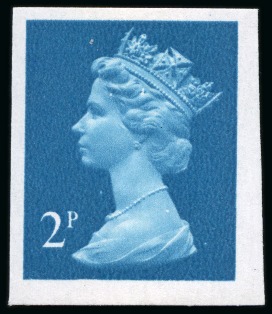 Stamp of Great Britain » Queen Elizabeth II 1973 2p Harrison colour trial printed in turquoise-green (unissued colour), mint n.h. imperforate