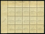Stamp of Great Britain » 1855-1900 Surface Printed » 1883-84 Lilac & Green Issue 1883-84 4d Dull Green "SPECIMEN" type 9 in mint top right corner marginal block of fifteen
