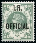 Stamp of Great Britain » Officials Inland Revenue: 1889 1s Dull Green "I.R. Official" mint nh