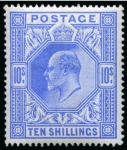 Stamp of Great Britain » King Edward VII » 1902-10 De La Rue Issues 1902-10 De La Rue 10s ultramarine mint og