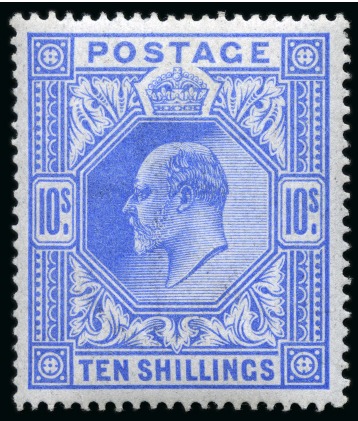 Stamp of Great Britain » King Edward VII » 1902-10 De La Rue Issues 1902-10 De La Rue 10s ultramarine mint og