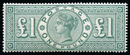 Stamp of Great Britain » 1855-1900 Surface Printed » 1887-1900 Jubilee Issue & 1891 £1 Green 1891 £1 Green DD, mint nh, very fine