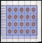 Stamp of Great Britain » King Edward VII » 1902-10 De La Rue Issues 1902-10 De La Rue 9d slate purple & pale ultramarine, chalk surfaced paper, in complete mint nh pane of 20