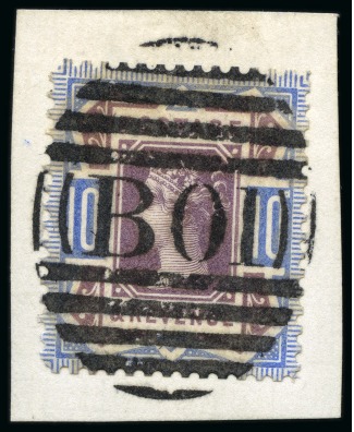 Stamp of Great Britain » 1855-1900 Surface Printed » 1887-1900 Jubilee Issue & 1891 £1 Green 1890 10d Colour trial on crown watermarked paper in purple and blue