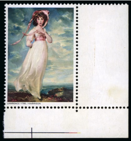 Stamp of Great Britain » Queen Elizabeth II 1968 British Paintings 1s with GOLD OMITTED (value and Queen's head) in mint nh right hand corner marginal example