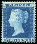 Stamp of Great Britain » 1854-70 Perforated Line Engraved 1855 2d Blue pl.4. RK mint part og