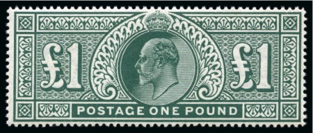 Stamp of Great Britain » King Edward VII » 1911-13 Somerset House Issues 1911-13 Somerset House £1 deep green mint nh