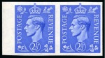 Stamp of Great Britain » King George VI 1941-42 2 1/2d Light ultramarine mint nh imperforate imprimatur left marginal pair with "BPMA" handstamps on reverse