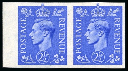 Stamp of Great Britain » King George VI 1941-42 2 1/2d Light ultramarine mint nh imperforate imprimatur left marginal pair with "BPMA" handstamps on reverse