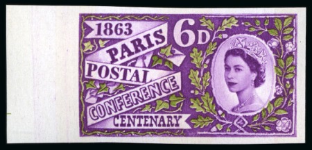 Stamp of Great Britain » Queen Elizabeth II 1963 Paris Postal Conference Centenary 6d on phosphor paper mint n.h. imperforate imprimatur