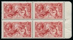 Stamp of Great Britain » King George V » 1913-19 Seahorse Issues 1918-19 Bradbury Wilkinson 5s rose-red mint nh right hand marginal block of four