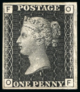 Stamp of Great Britain » Line Engraved Essays, Plate Proofs, Colour Trials and Reprints 1867 1d pl.103 Paris Exhibition Proof in black on thick soft white card