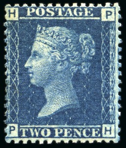 Stamp of Great Britain » 1854-70 Perforated Line Engraved 1858-76 2d Blue pl.12 PH mint og