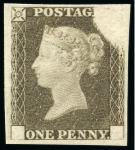 Stamp of Great Britain » Line Engraved Essays, Plate Proofs, Colour Trials and Reprints 1840 1d Rainbow trial, state 3b, with voided corner at top right