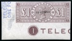 Stamp of Great Britain » Telegraphs 1877 Telegraphs £1 brown-lilac mint nh imperforate with SPECIMEN overprint