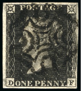 Stamp of Great Britain » 1840 1d Black and 1d Red plates 1a to 11 1840 1d Black pl.11 DF with matched 1d red-brown pl.11, used