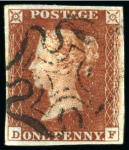 Stamp of Great Britain » 1840 1d Black and 1d Red plates 1a to 11 1840 1d Black pl.11 DF with matched 1d red-brown pl.11, used