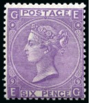 Stamp of Great Britain » 1855-1900 Surface Printed » 1867-80 Large Uncoloured Corner Letters, Wmk Spray of Rose 1867-80 6d Mauve pl.9 EG mint nh