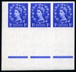 Stamp of Great Britain » Queen Elizabeth II 1953 Wmk. Tudor Crown 1d ultramarine imperforate imprimatur bottom marginal booklet pane