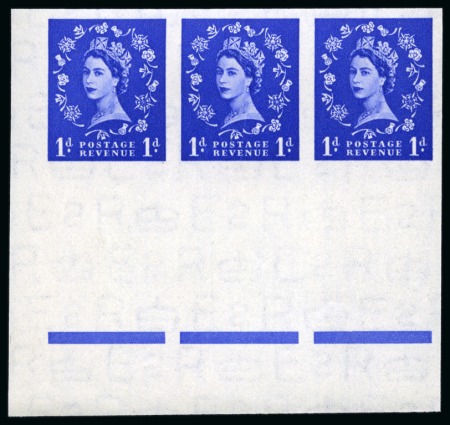 Stamp of Great Britain » Queen Elizabeth II 1953 Wmk. Tudor Crown 1d ultramarine imperforate imprimatur bottom marginal booklet pane