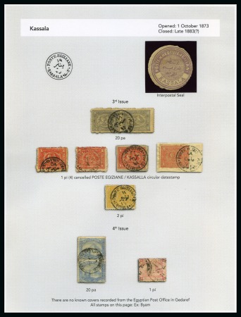 Stamp of Egypt » Egyptian Post Offices Abroad » Territorial Offices » Kassala (Sudan) 1872-74 Third Issue and Fourth Issue: A fine array of ten adhesives all showing KASSALA cancels